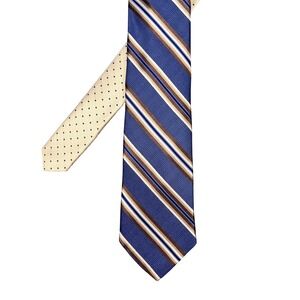 Egara Blue Brown Striped Silk Necktie Mens OS